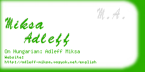 miksa adleff business card
